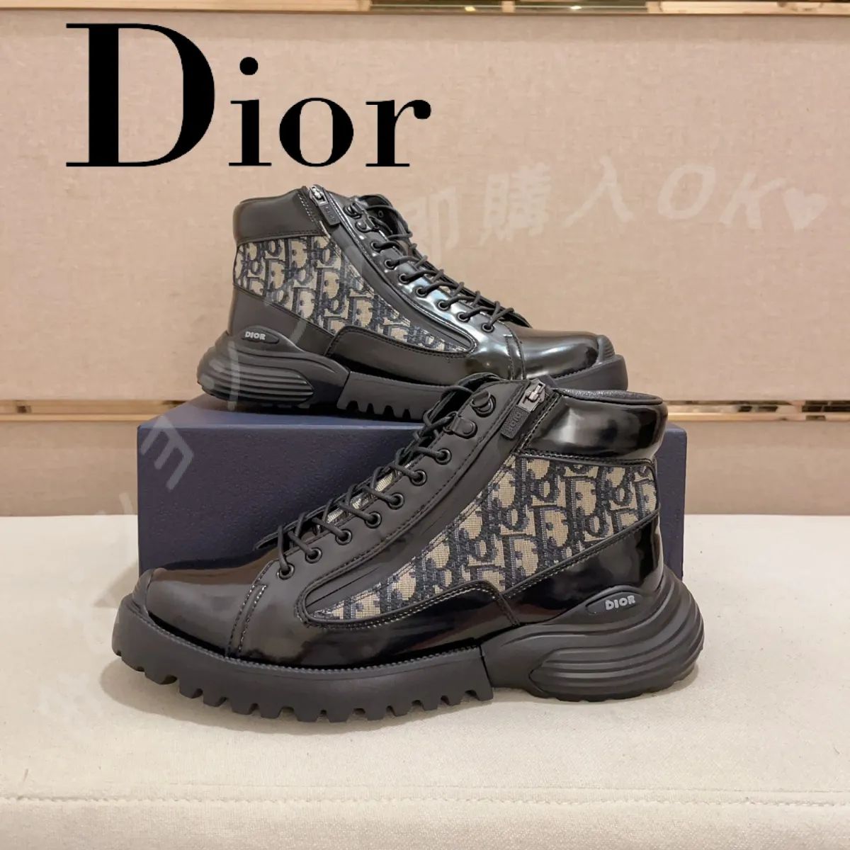 ??新品未使用?DIORディオール Combat レザー快適トレンドプリント 