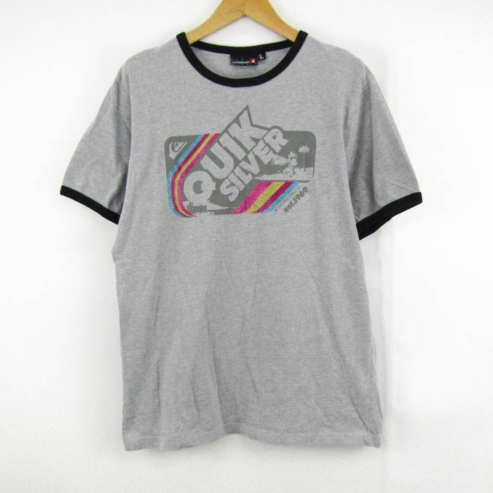 クイックシルバー Tシャツ 半袖 スポーツウエア トップス メンズ Lサイズ グレー Quiksilver 【中古】