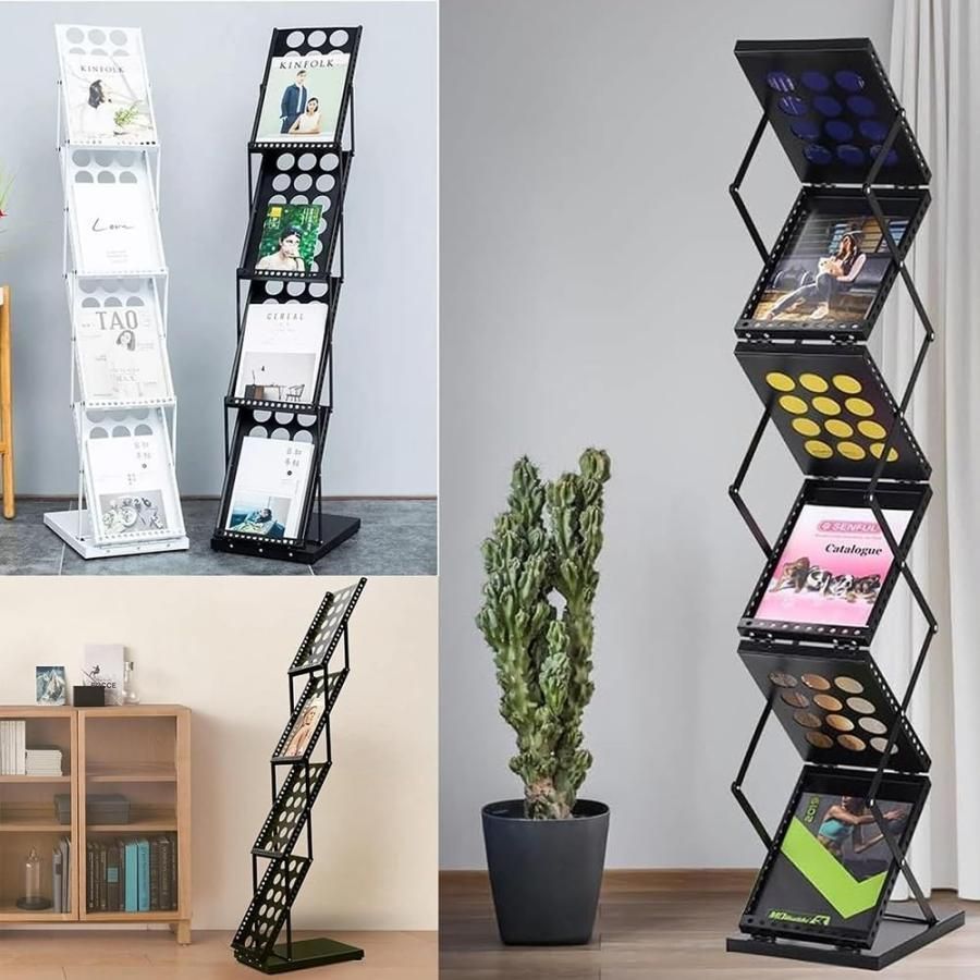 カタログスタンド マガジンラック 折りたたみ式 5段 竹製 片面