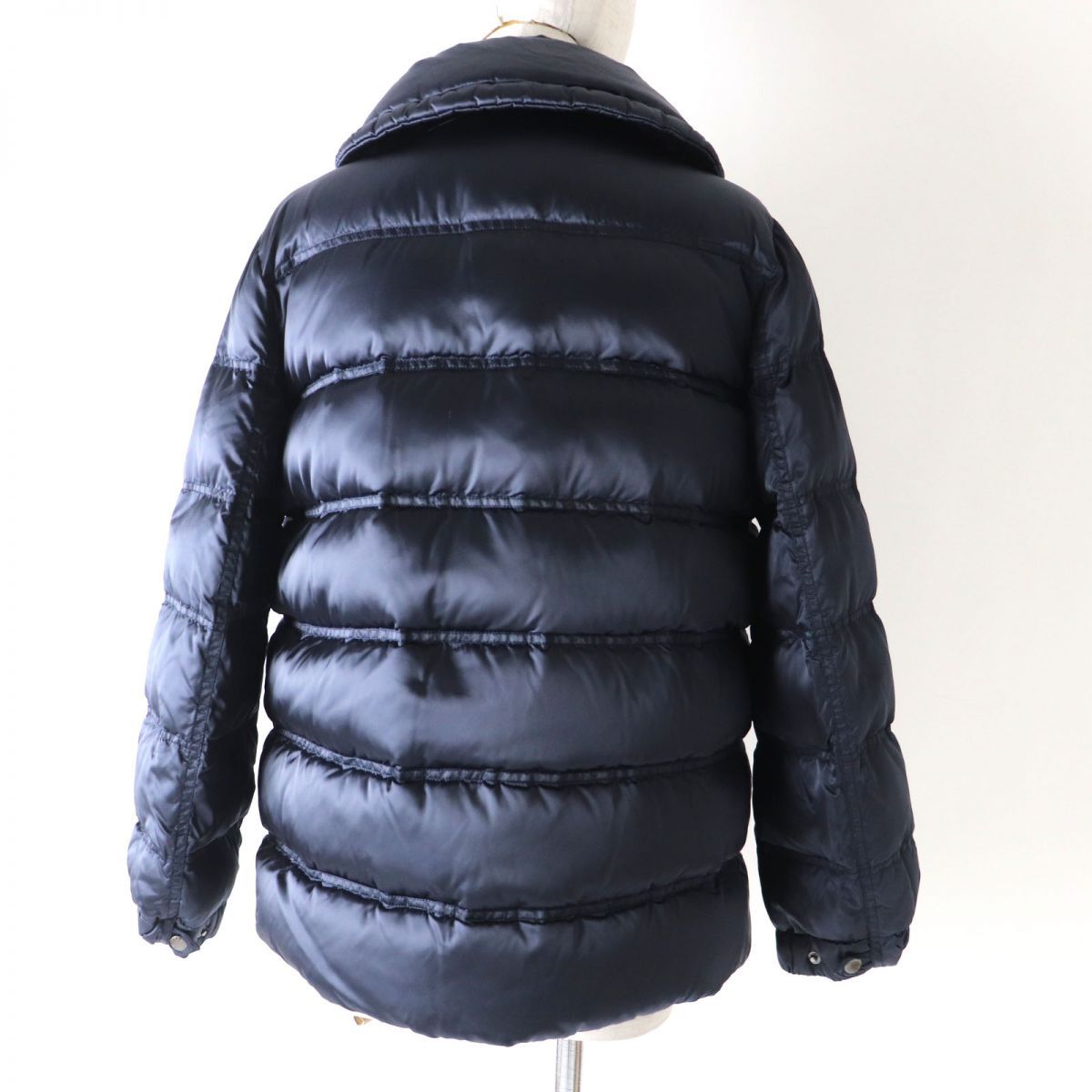 PRADA プラダ 40 ダウンジャケット ネイビー トライアングルプレート