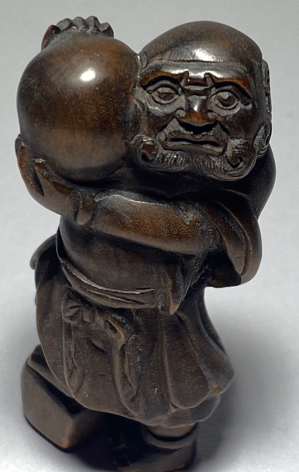 根付 柘植根付 柘植材 置物 鬼 黃楊繊細彫刻 木製 根付 柘植根付 柘植材