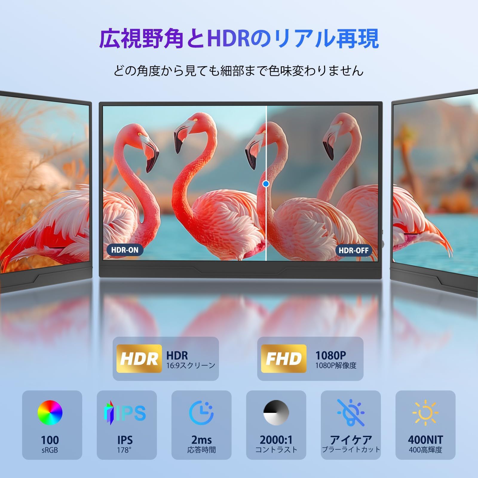 大特価　ゲーミングモニター スイッチ用 ゲームモニター1080P 1920x1080 FHD モニター ポータブルモニター 持ち運び IPSパネル ディスプレイ 薄型 軽量 スピーカー内蔵 15.6インチ 標準HD/USB-A/Type-C/mini HDMI