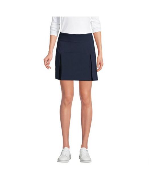 【送料無料】 ランズエンド レディース スカート ボトムス School Uniform Women's Performance Pleated Skort Above the Knee Classic navy