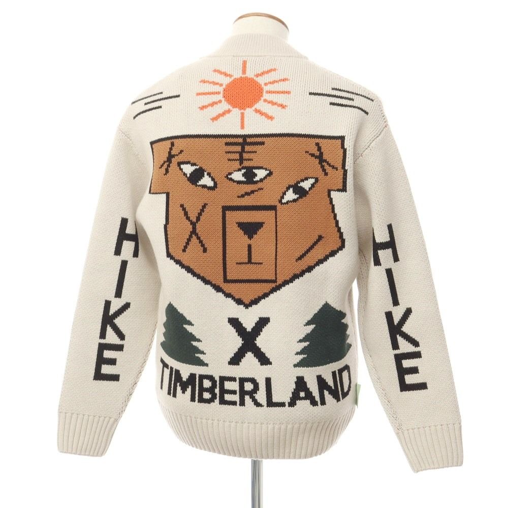 【中古】【未使用】ティンバーランド Timberland × Nina Chanel Abney 2023年秋冬 ミドルゲージウールコットン カーディガン ライトベージュxブラック【サイズM】【ユニセックス】 中古】【未使用】ティンバーランド Timberland × Nina Chanel Abney
