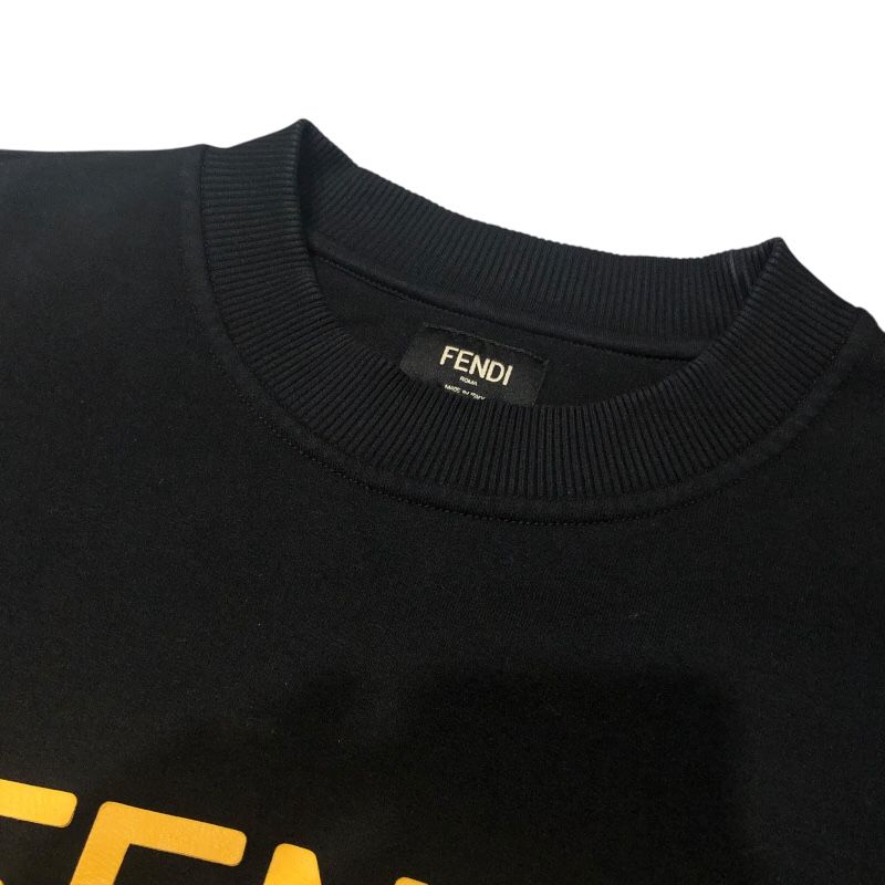 国内発 FENDI FFロゴブラックコットン長袖スウェットシャツ スウェットシャツ コットン ブラック | Fendi