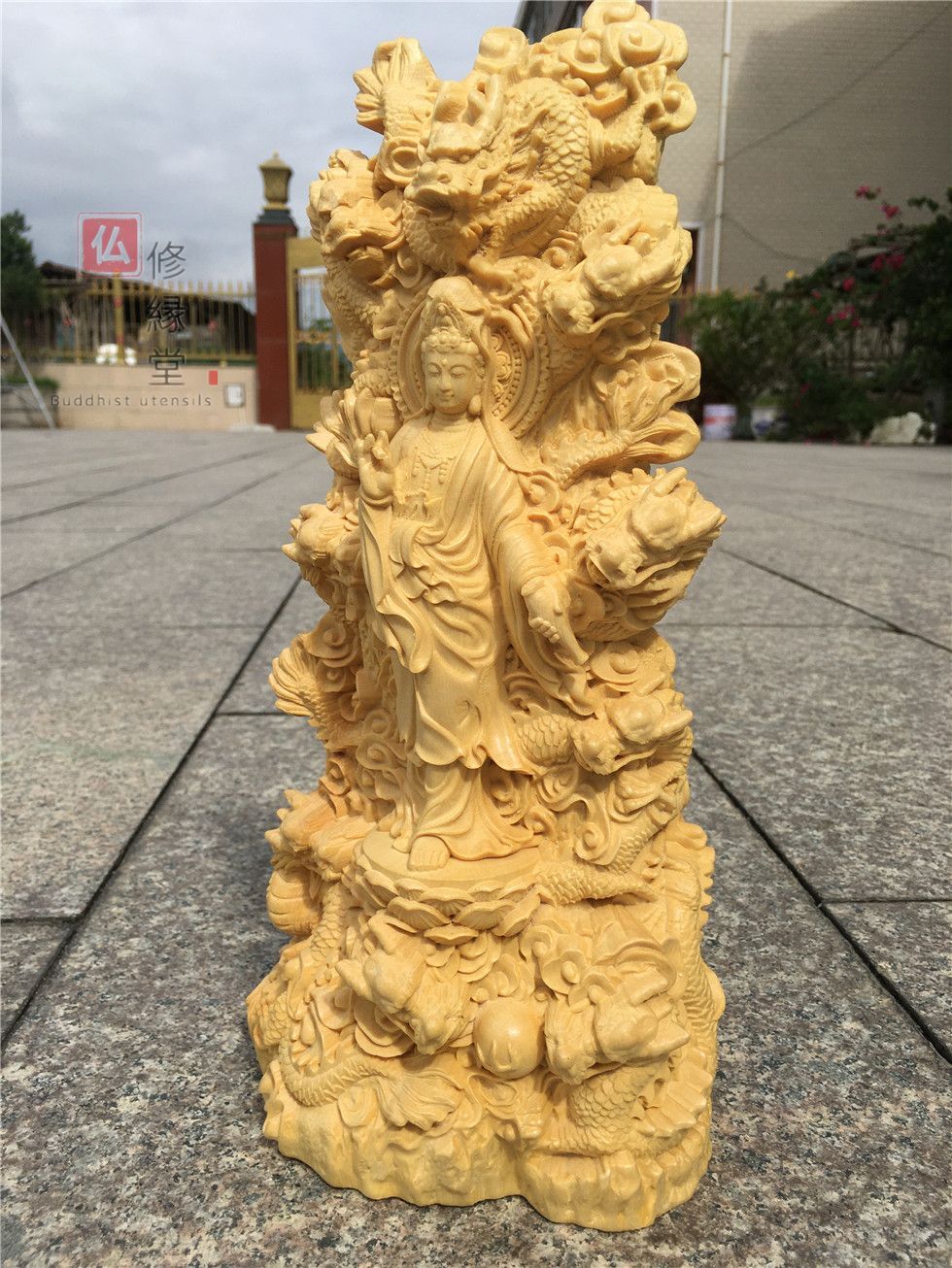 修縁堂】最高級 木彫り オンライン 仏像 九龍観音菩薩立像 彫刻 仏教