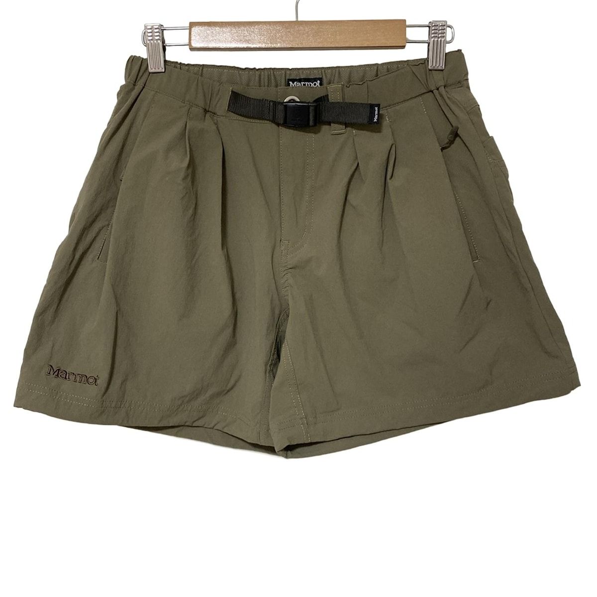 Marmot マーモット ハーフパンツ サイズL レディース - カーキ×ダークブラウン 刺繍
