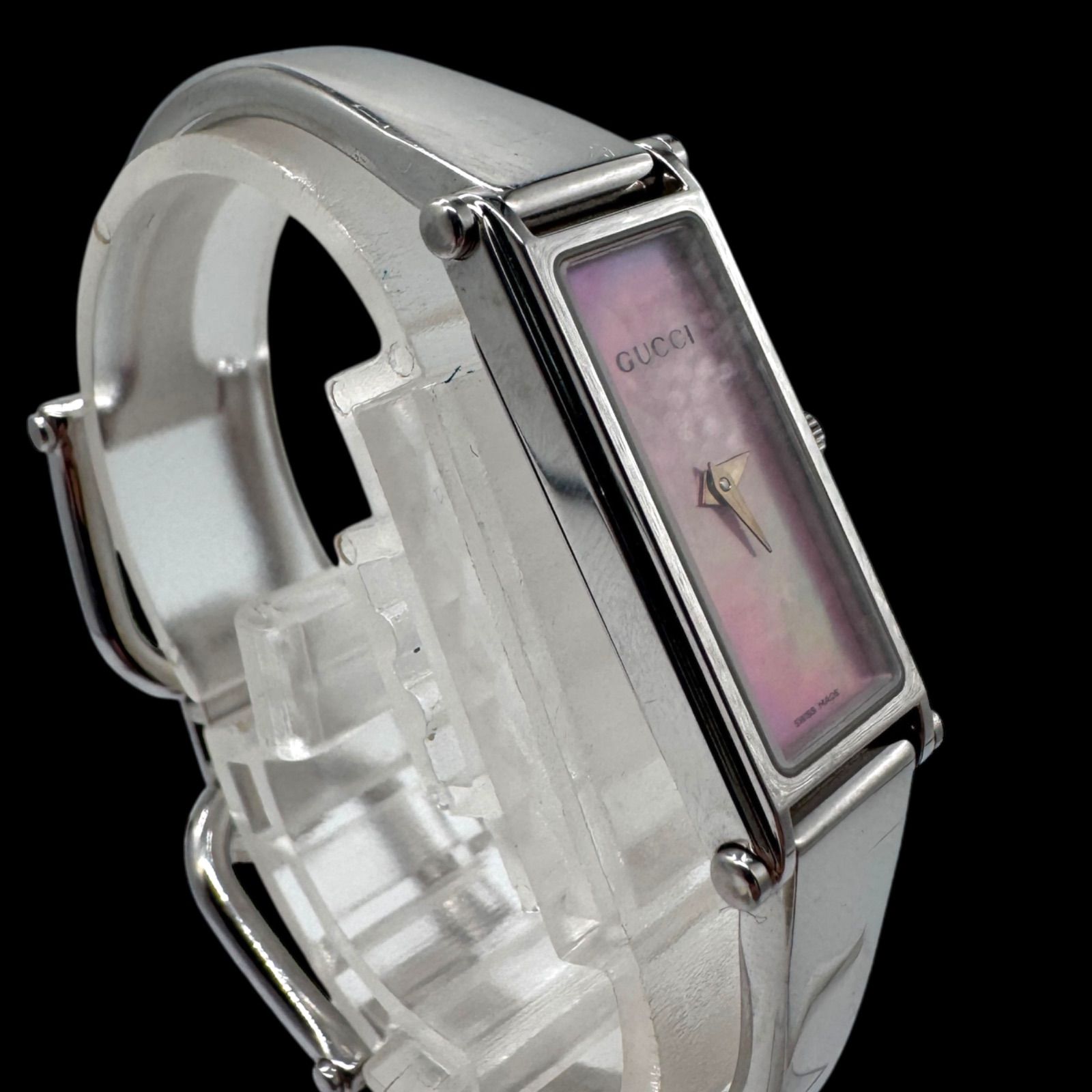 新品電池稼働 良品 GUCCI グッチ 1500L ピンクシェル文字盤 レディース