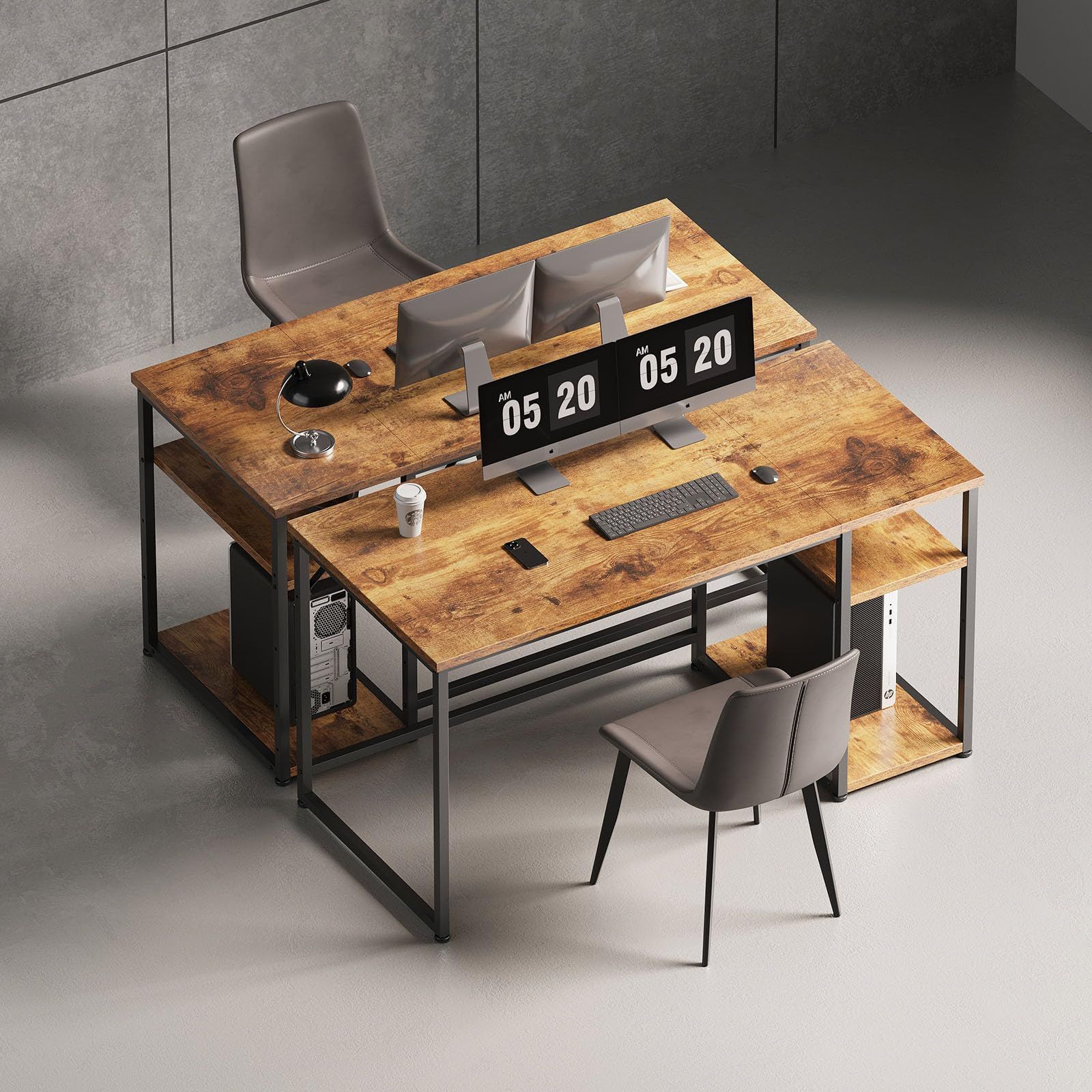 人気アイテムが再入荷！ 在庫セール 収納 デスク 学習机 table SZ123LHM パソコンラック 家具 勉強机 スチールウッド簡易棚付きデスク スタンディングデスク テーブル ビンテージ カウンター 机 pcデスク 幅140*奥行60cm パソコンデスク ラック付き 140幅