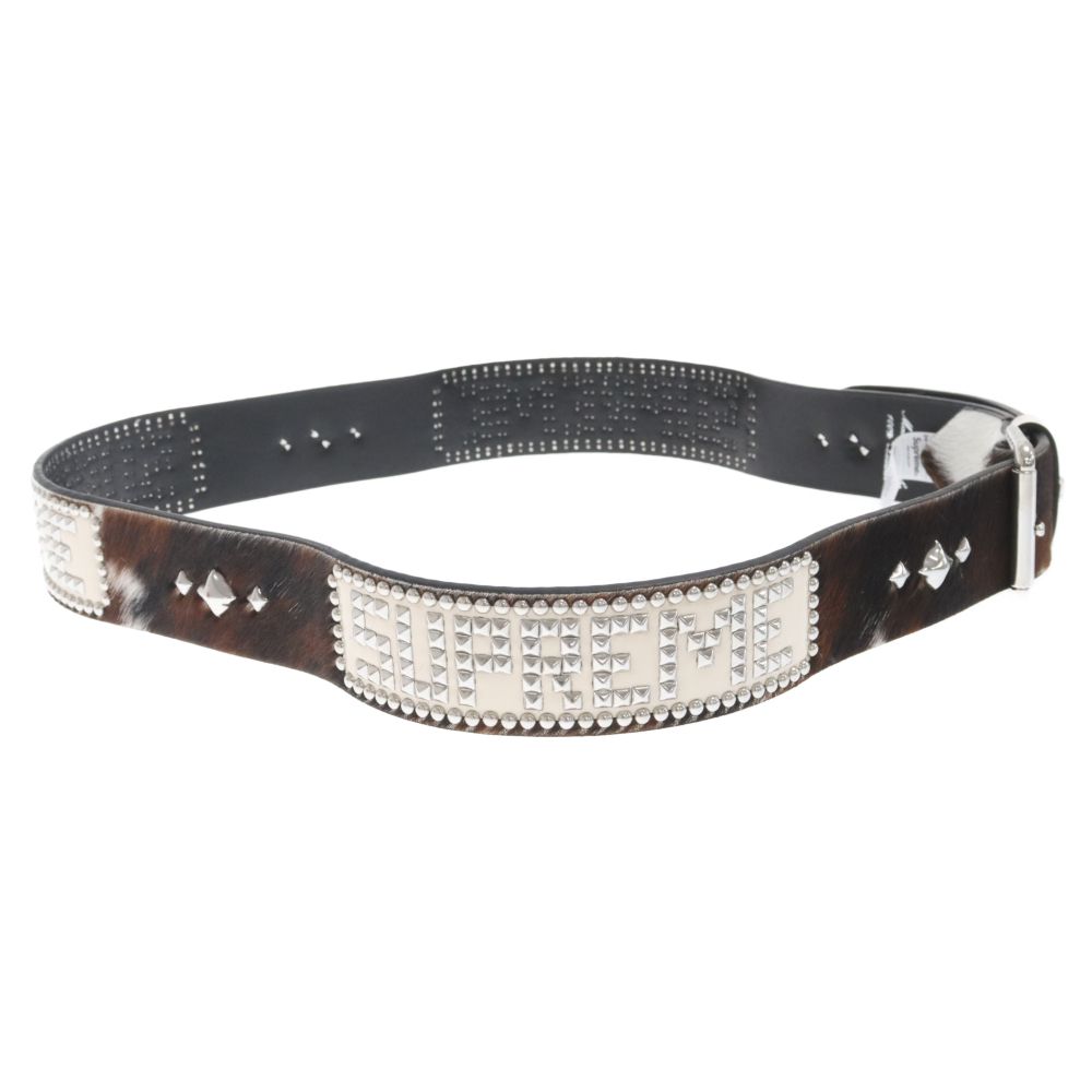 SUPREME (シュプリーム) 23SS × HTC Hollywood Trading Company Studded Belt Cow  ハリウッドトレーディングカンパニー ハラコレザースタッズベルト ブラウン