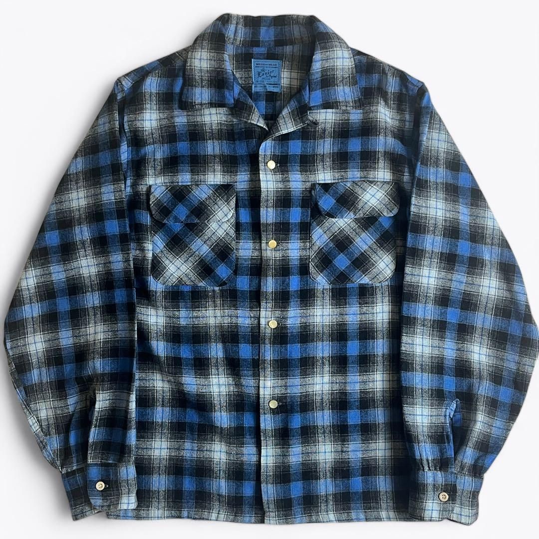 60s オープンカラー レーヨン　オンブレチェックシャツ　ボックスシャツ 60s オープンカラー レーヨン オンブレチェックシャツ ボックスシャツ