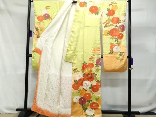 平和屋着物□豪華振袖 駒刺繍 雲取り枝花文 金彩 正絹 逸品