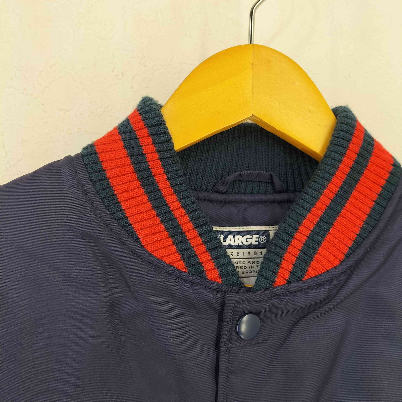 良好！ ボリーニ 袖レザー フルデコ スタジャン メンズ48(M〜L位) 黒 ボリーニ スタジアムジャケット 袖レザー black 本革 良好！ ボリーニ