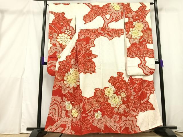 梅の花模様 白色 金彩 金駒刺繍 袷 正絹 振袖 着物 13 梅の花模様 白色 金彩 金駒刺繍 袷 正絹 振袖 着物 13