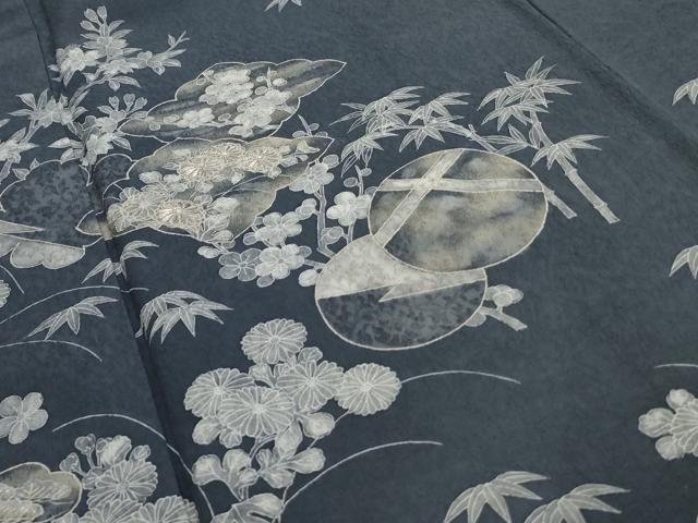 平和屋着物○上質な小紋 刺繍 月兎 鳥獣戯画 金銀糸 正絹 逸品