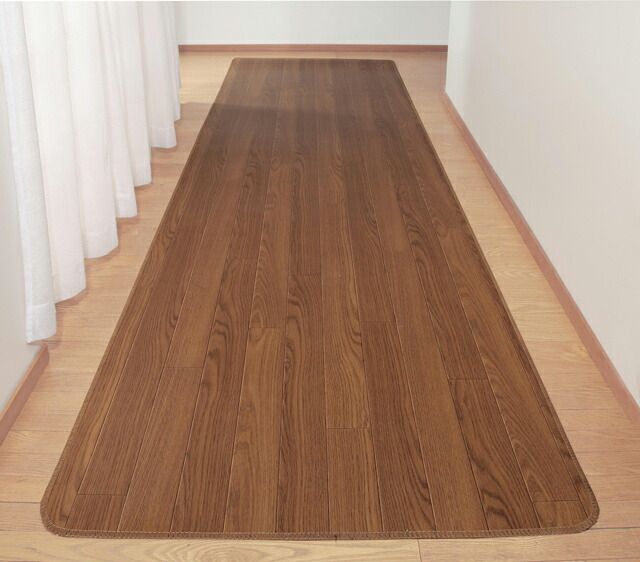ショップ 木目柄 ビニールマット 幅80cm 長さ340cm 木目 ブラウン フローリング調 ロングマット 廊下マット 廊下敷き キッチンマット ビニール製 滑りにくい加工