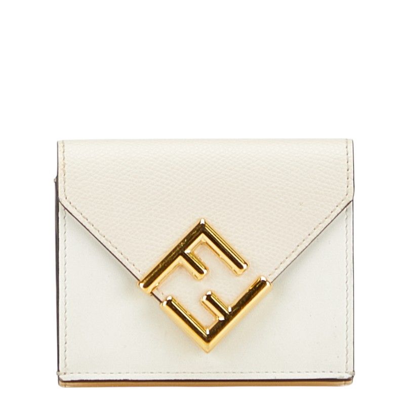 フェンディ FFダイヤモンド 8M0480 アイボリー ホワイト レザー レディース FENDI 1-0229663