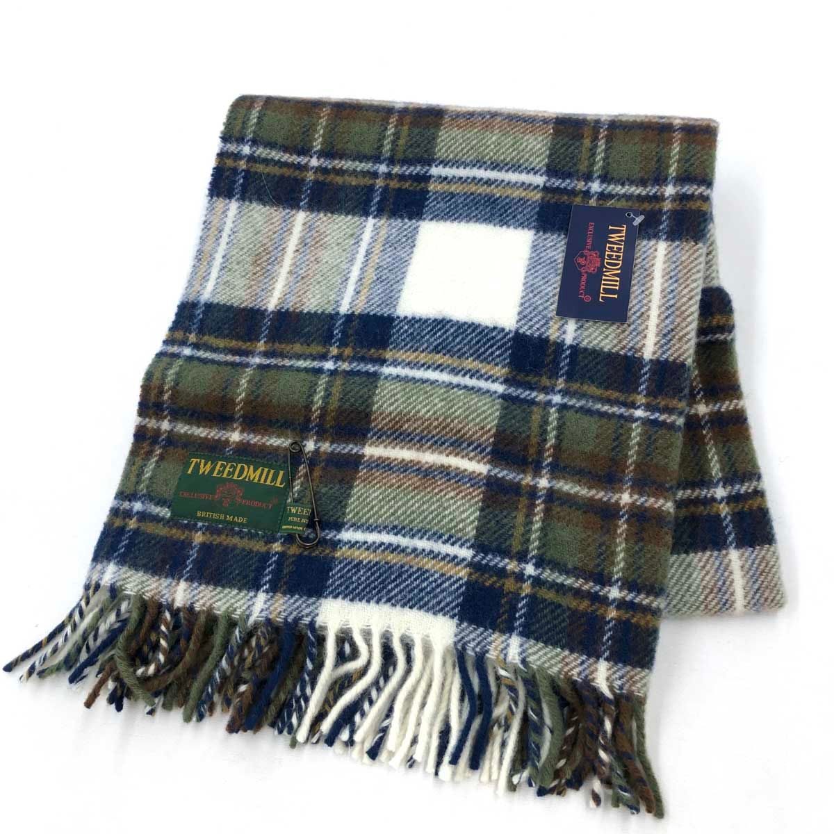 未使用品 TWEEDMILL ツイードミル 大判ストール カーキ チェック 