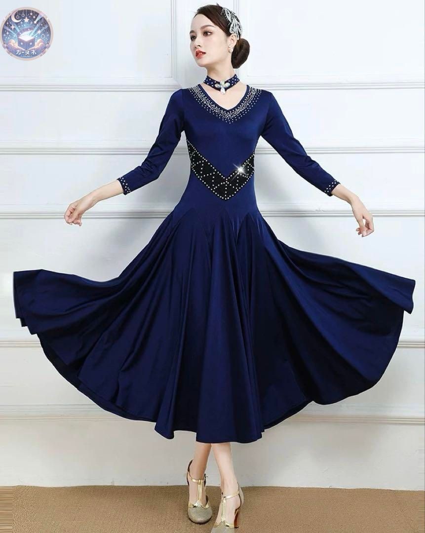 新品 未使用 スタンダード練習着 ストーン付きで華やかなワンピース ダンスパーティーにも