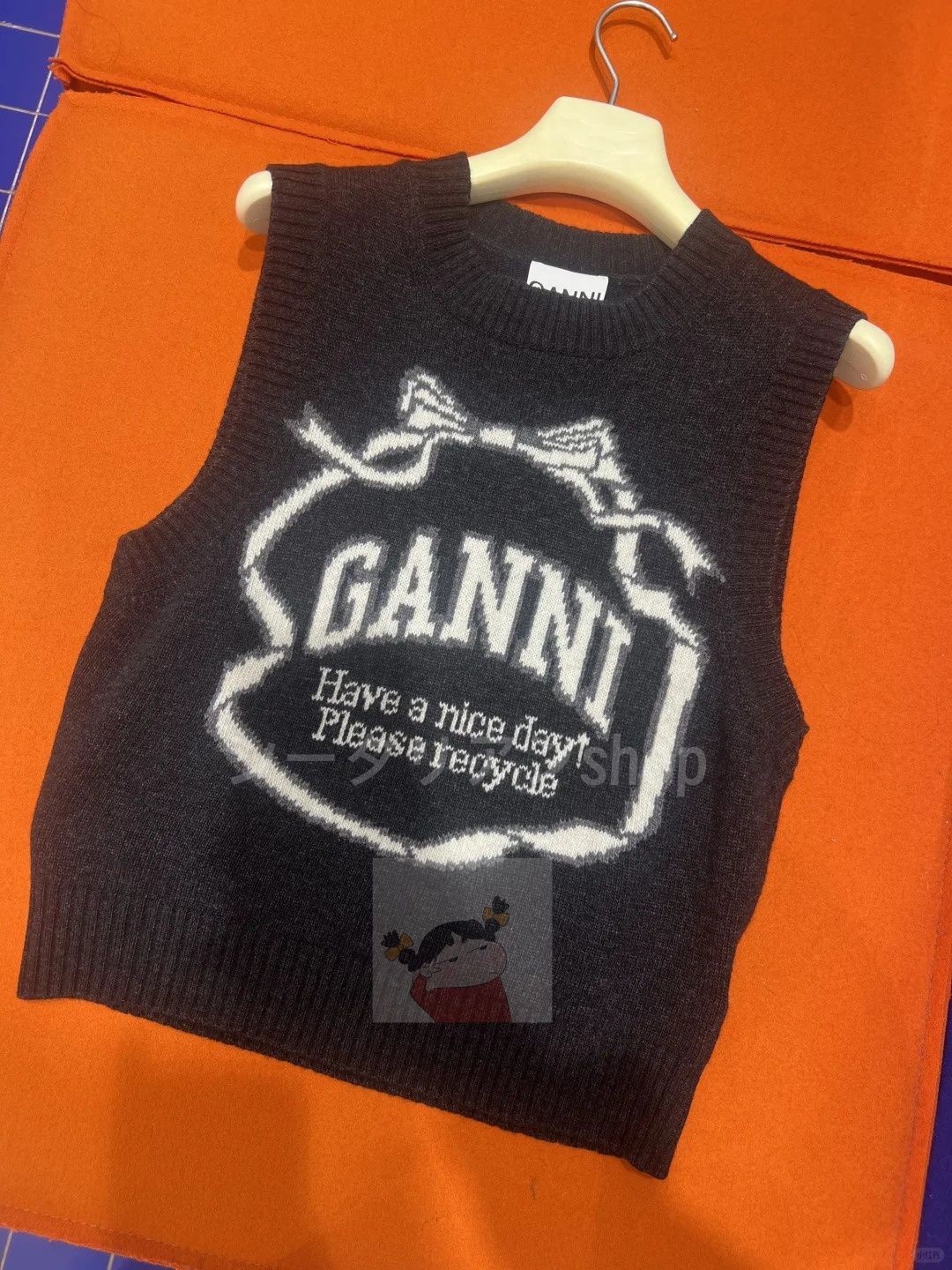 GANNI ブラックニットベスト ロゴ入り ♥割引中！ ◇GANNI◇ロゴ