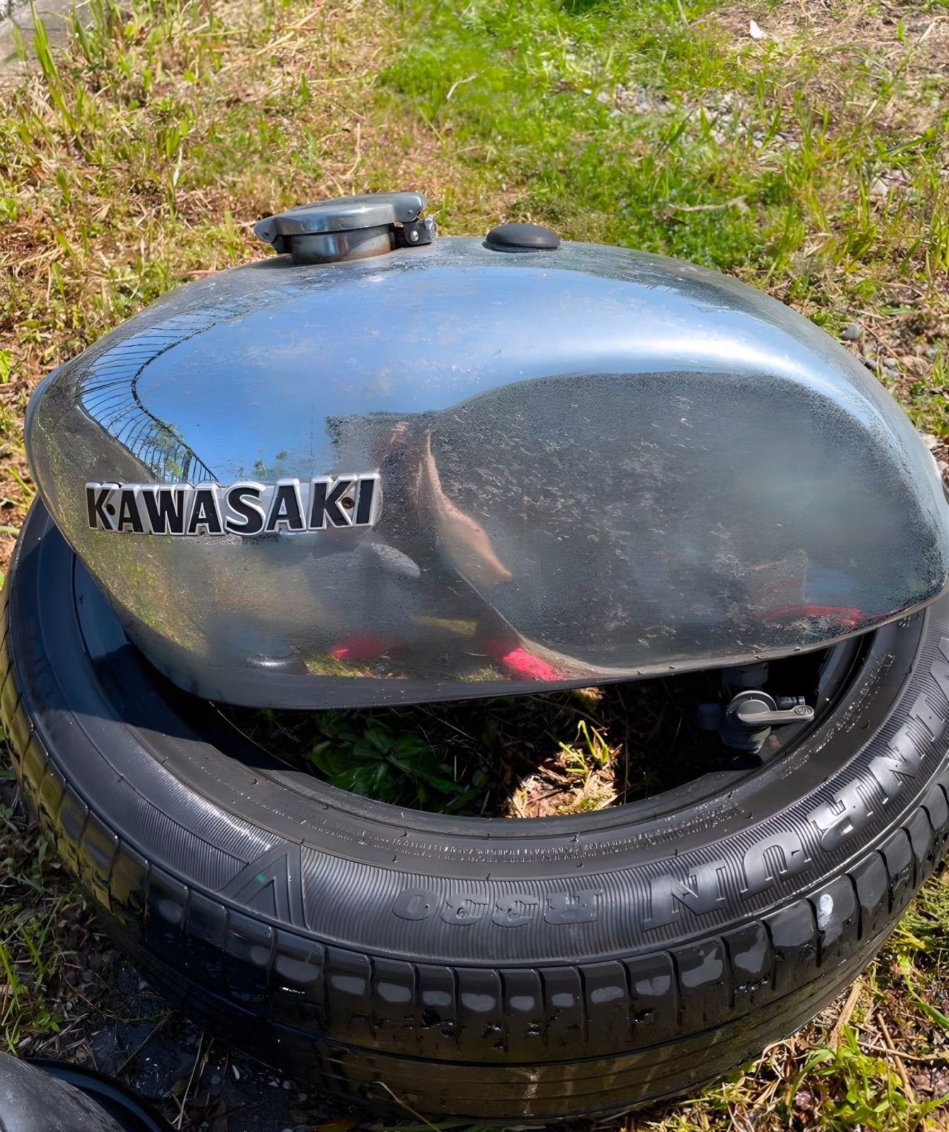 カワサキ エンブレム バイク タンク kawasaki 昭和モデル 真鍮金属製