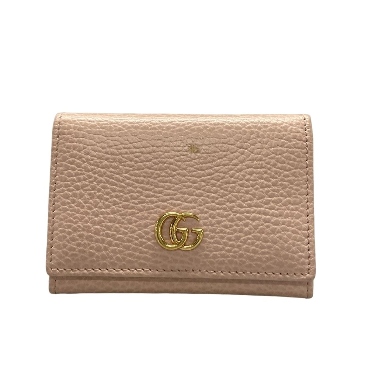 GUCCI グッチ 名刺入れ GGマーモント 474748 ライトピンク イニシャル刻印 レザー