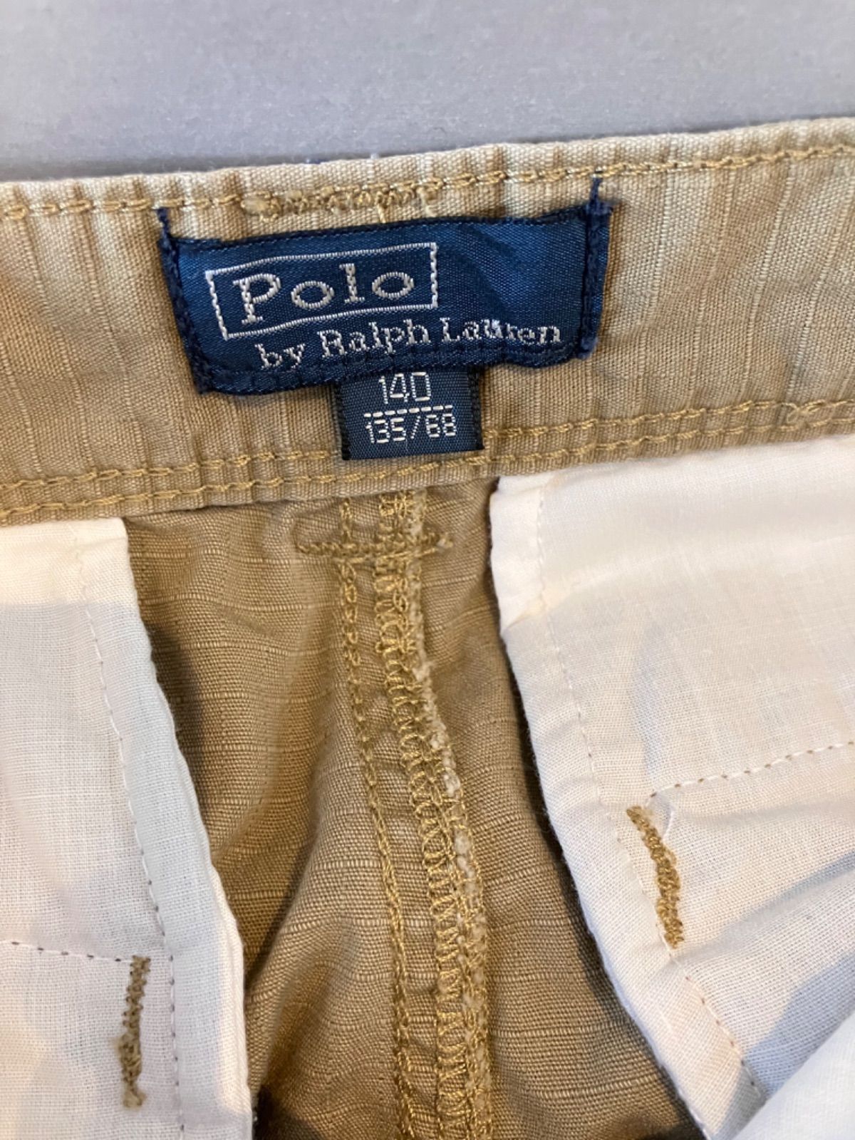 POLO by Ralph Lauren ポロ バイ ラルフローレン カーゴパンツ ダブルニー リップストップ ベージュ キッズ ジュニア サイズ140