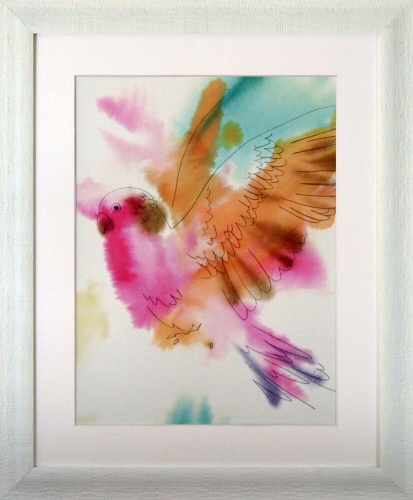 絵画 クリスティーン・ヘグレ Paradise Parrot-Fly インテリア カラフル 鳥 玄関 廊下 壁飾り 額付き アート アートフレーム オフィス モデルルーム 会議室 応接室 LLサイズ