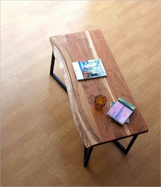 ローテーブル センターテーブル 木製 無垢 アイアン脚 おしゃれ 天然木 幅90cm 長方形 アジアン アカシアウッドローテーブル 