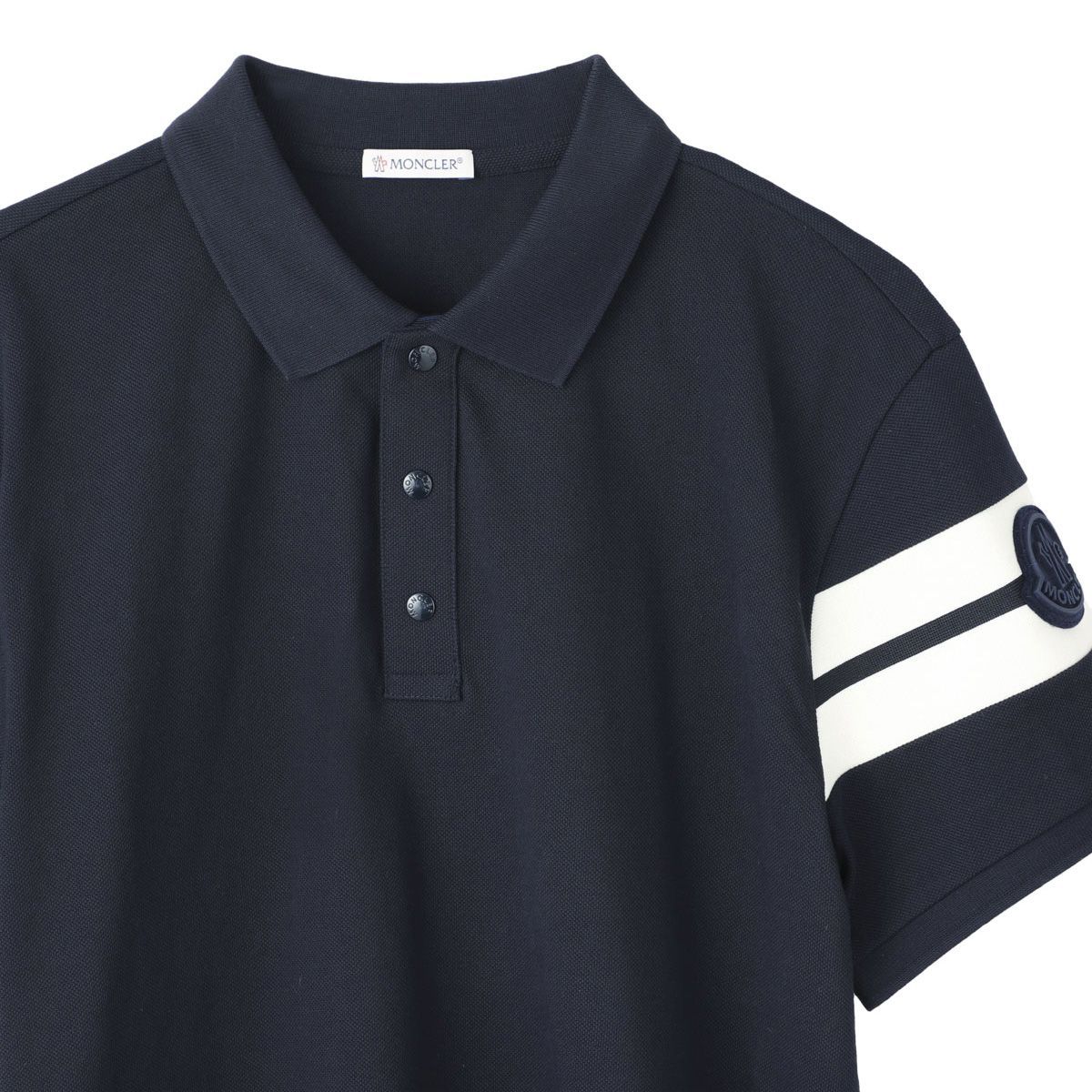 【美品】MONCLER モンクレール　ポロシャツ　ネイビー　M サイドライン 美品】MONCLER モンクレールポロシャツネイビーM サイドライン