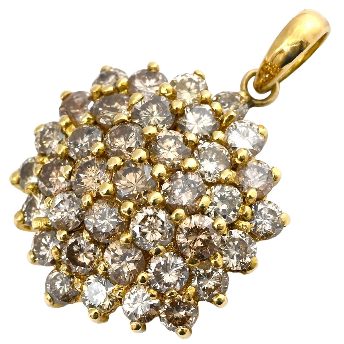 ペンダントトップ パヴェダイヤ K18YG ダイヤモンド イエローゴールド フラワー ネックレストップ