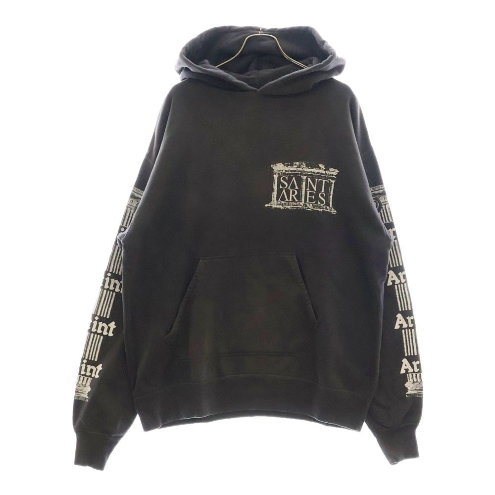 SAINT MICHAEL セントマイケル 23AW ×ARIES ARS HOODIE ST ARIES アリーズ ダメージ加工プルオーバースウェットパーカー フーディー グレー SM-A23-0000-C03