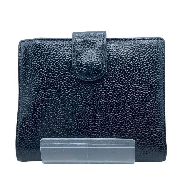 シャネル CHANEL 13496 R ココマーク キャビアスキン 2つ折り財布 レディース