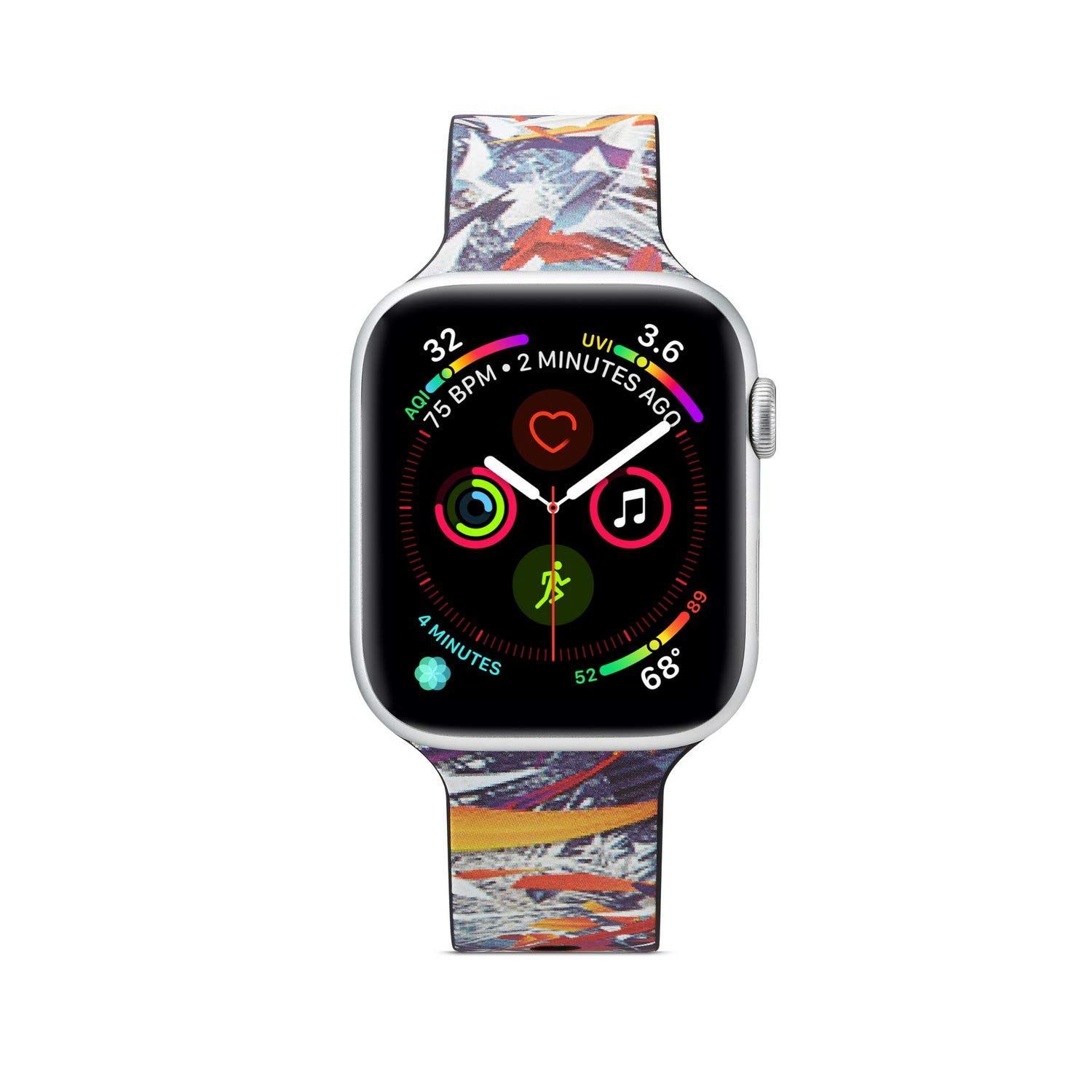 【在庫処分】Watchバンドと互換性38mm AppleウォッチバンドApple 40mm、女性、ソフトシリコン塗装パターンバンドiWatch Apple Watchシリーズ用ストラップ5 4 LS 3 2 1（迷彩グラフィティ）