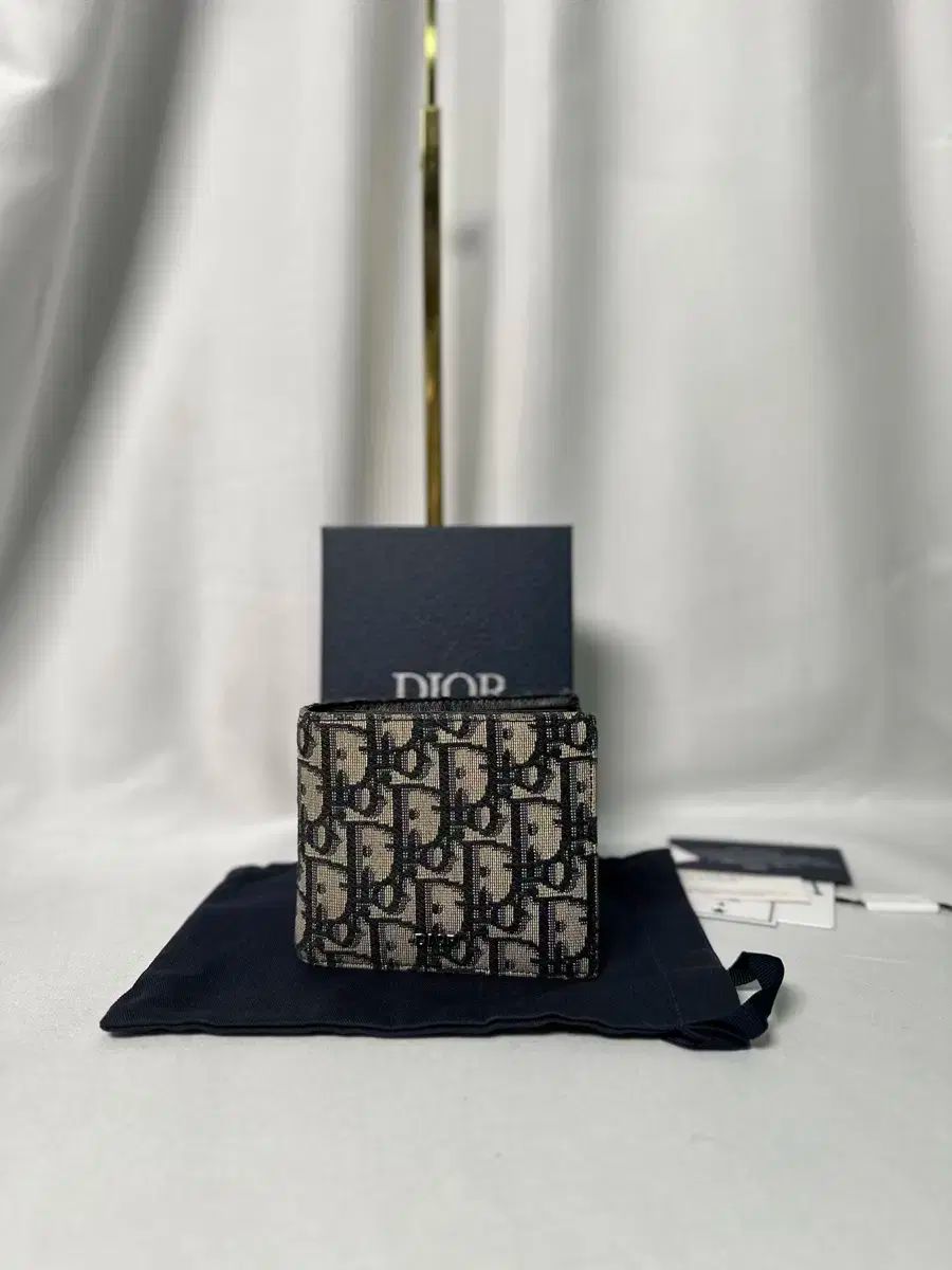 Dior 二つ折り財布 オブリーク ジャカード コンパクトウォレット美品