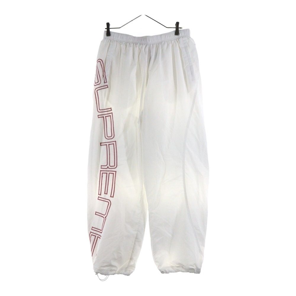 SUPREME シュプリーム 25SS Spellout Embroidered Track Pant スペルアウト エンブロイダリー ナイロン トラックパンツ ホワイト|レッド