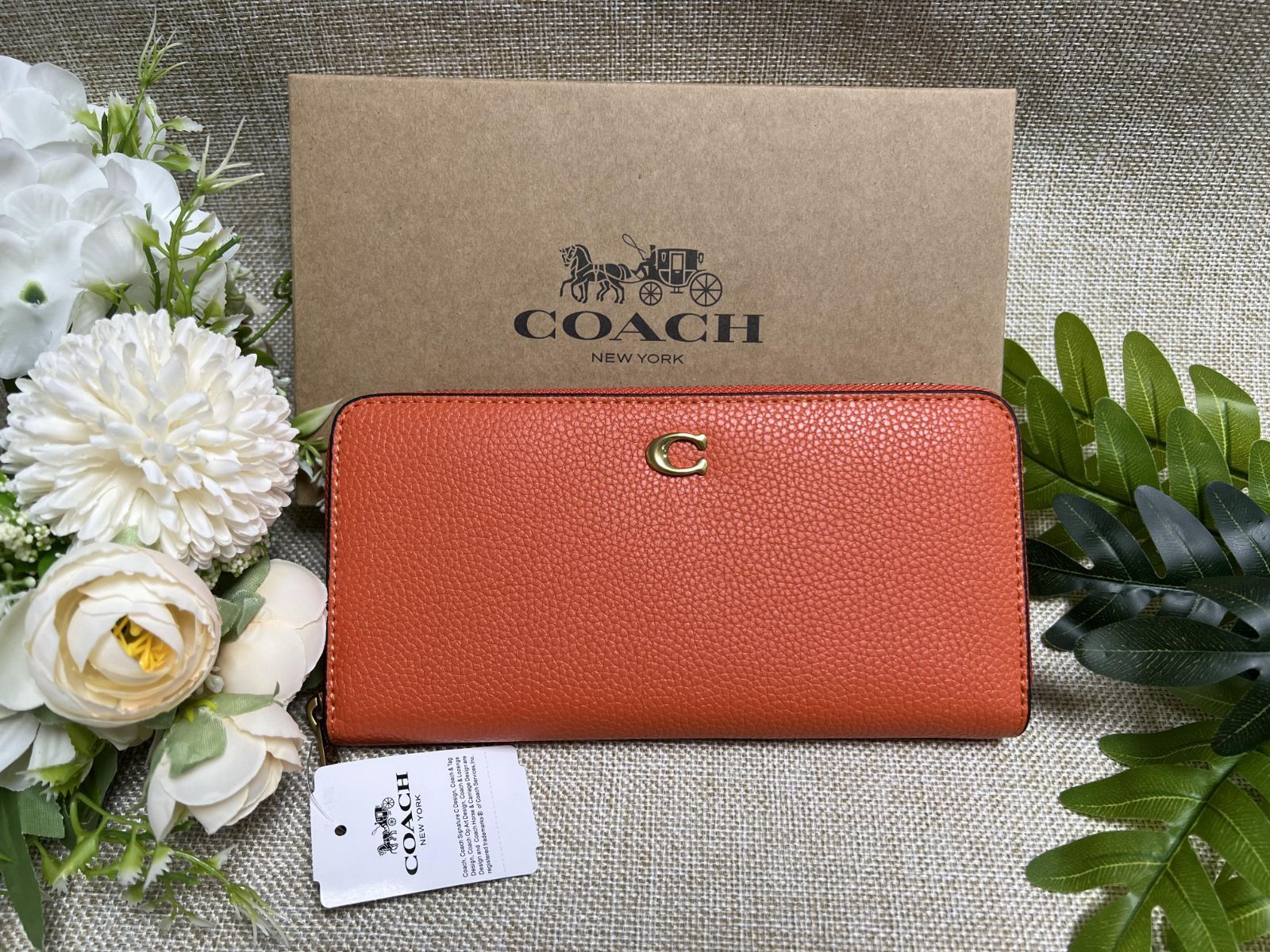 コーチ 財布 長財布 COACH ペブルド レザー ロゴ アコーディオン