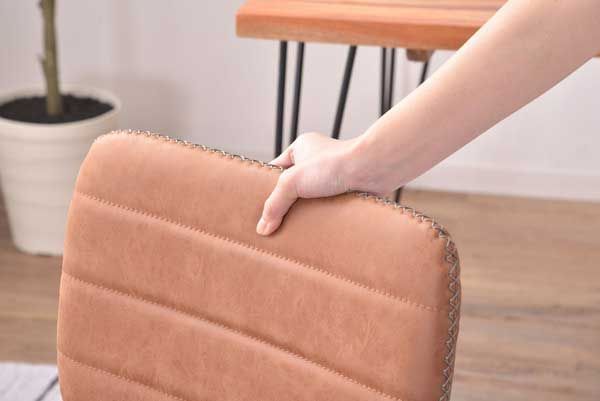 ２脚セット ソフトレザーのダイニングチェア W45.5×D51×H78×SH46cm No.10 キャメル MARWIL-DEMENAGEMENTS_CH