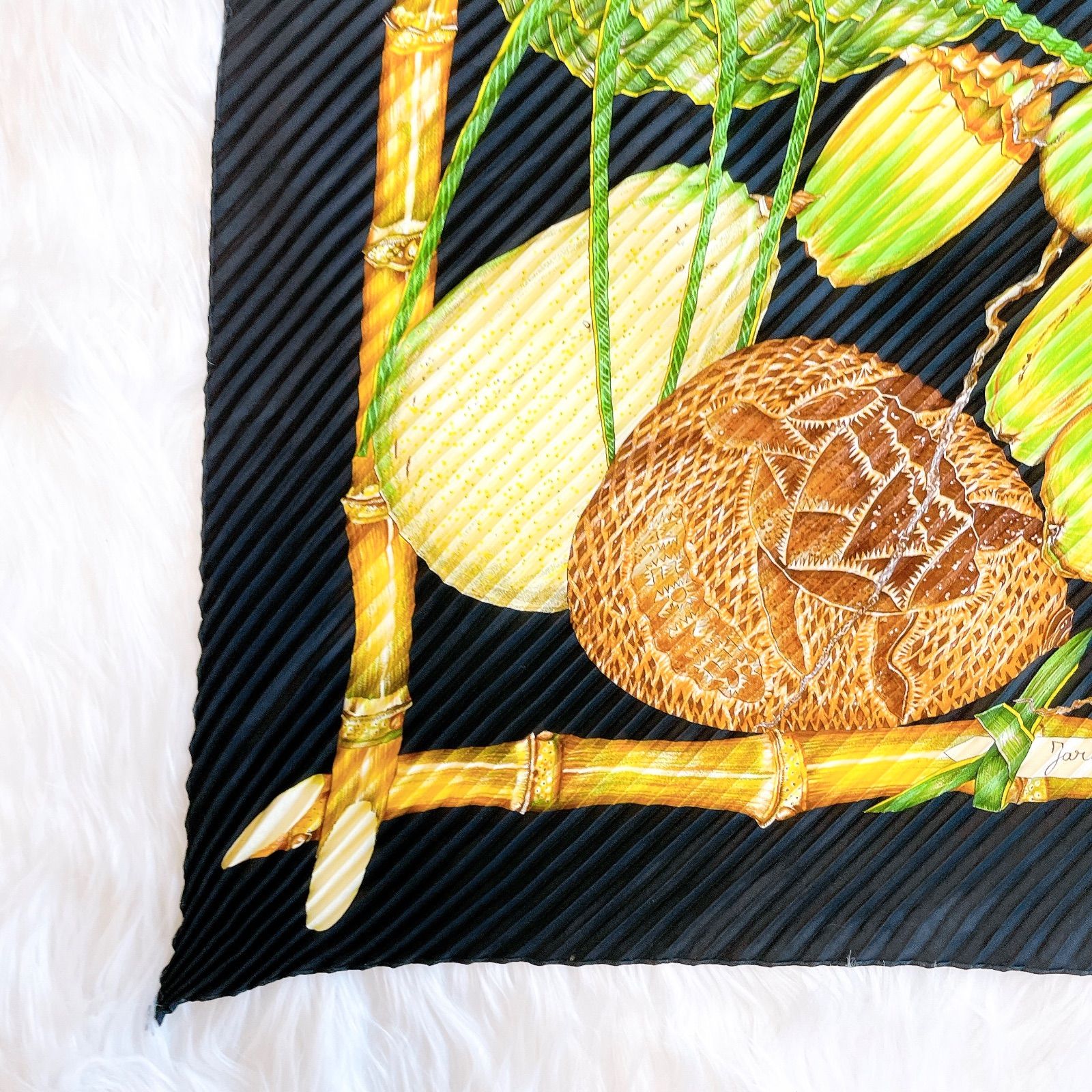 エルメス プリーツスカーフ カレ90 Jardin Creole クレオルの楽園