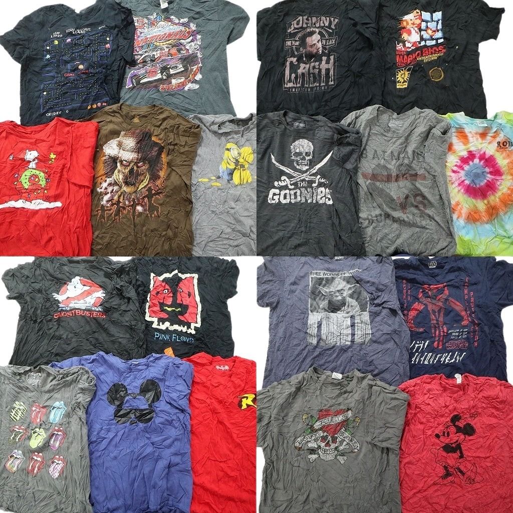 古着卸 まとめ売り カラーmix プリント 半袖Tシャツ 19枚セット (メンズ XL ) スカル 映画 キャラクター 音楽 バンド スカル アニメ MS6008