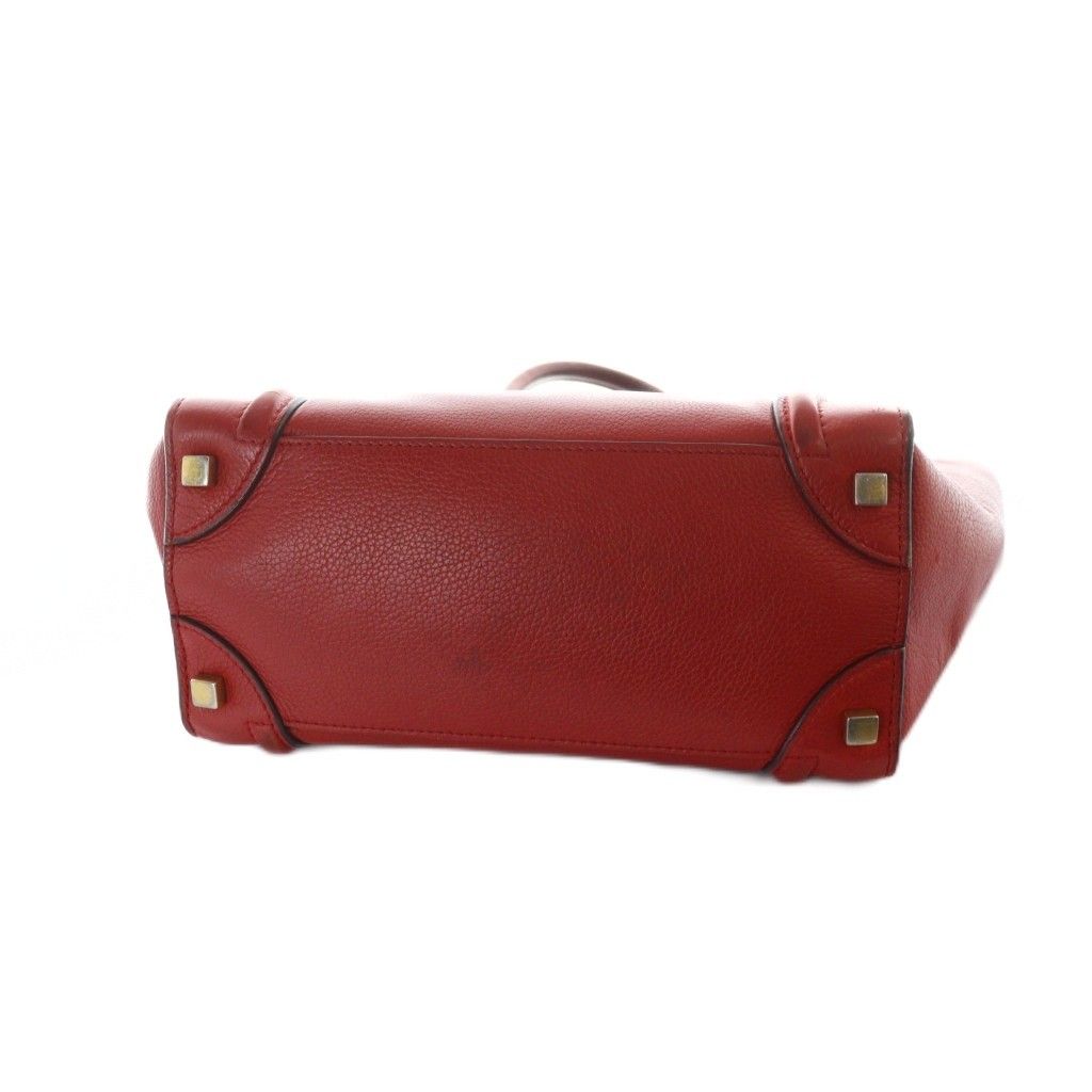 美品 セリーヌ ラゲージ マイクロショッパー ハンドバッグ レザー レッド 赤 CELINE 中古品 セリーヌ ラゲージ ミニショッパー ハンドバッグ
