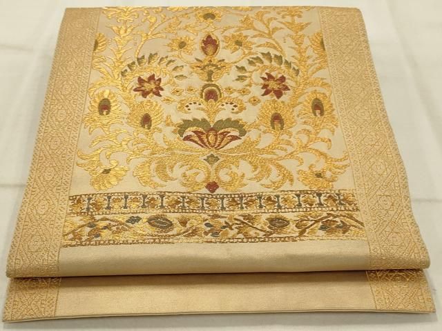 平和屋着物●六通柄袋帯　平安更紗華文　金糸　正絹　逸品　CAAW4678hy 平和屋着物○六通柄袋帯 平安更紗華文 金糸 正絹 逸品 CAAW4678hy 平和