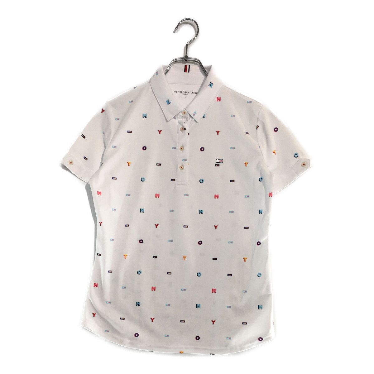 希少　美品　トミーヒルフィガーゴルフ　総柄　ポロシャツ　L 中古 レディース トミーヒルフィガーゴルフ TOMMY HILFIGER GOLF