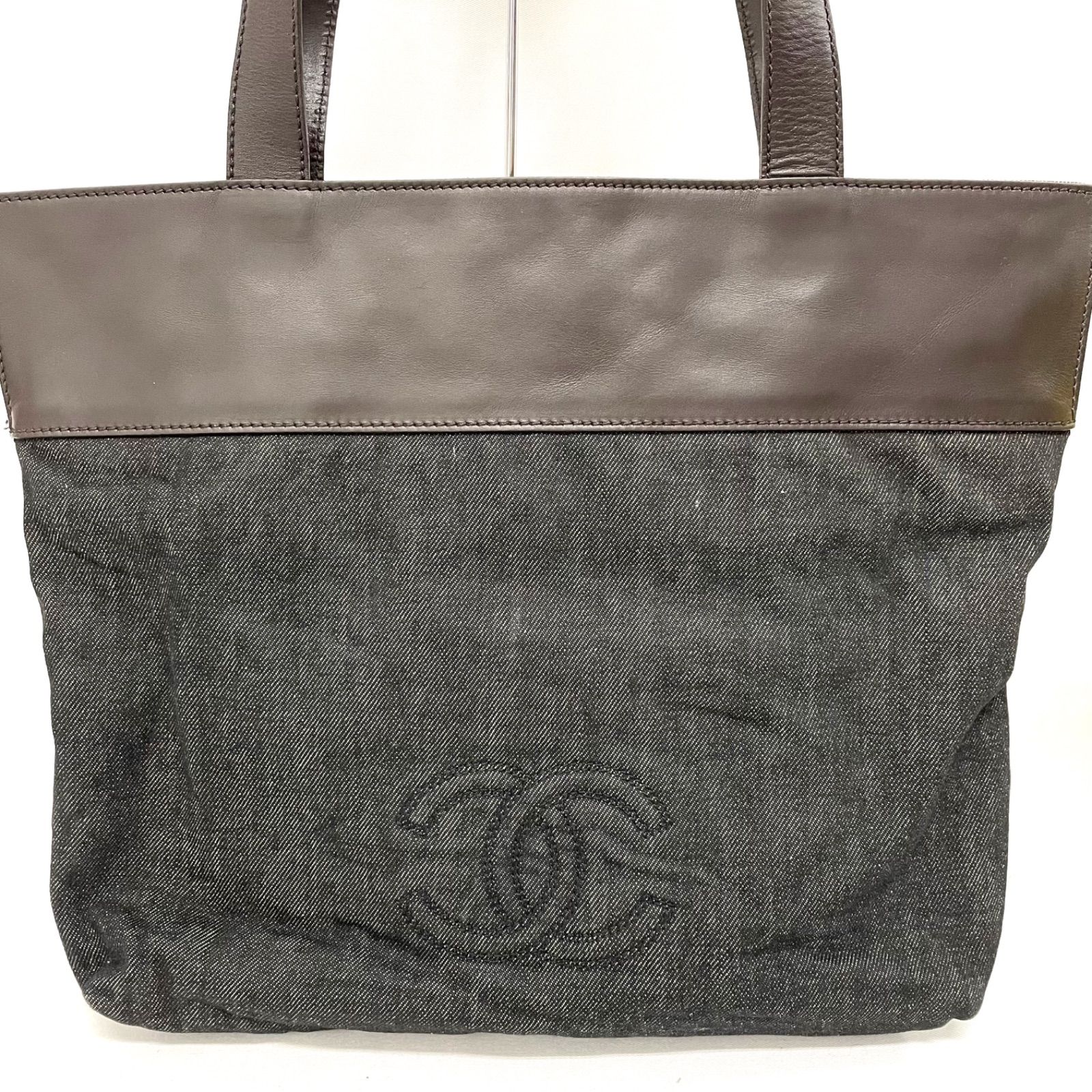 CHANEL シャネル ココマーク レザー×デニム トートバッグ ダーク