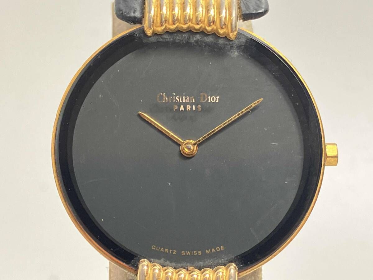 Christian Dior アナログ時計 ジャンク品　ゴールド/ブラック bt2822.jpg