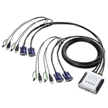 【中古】(良い)エレコム KVMスイッチ USB VGA スピーカー 4台 KVM-KU4