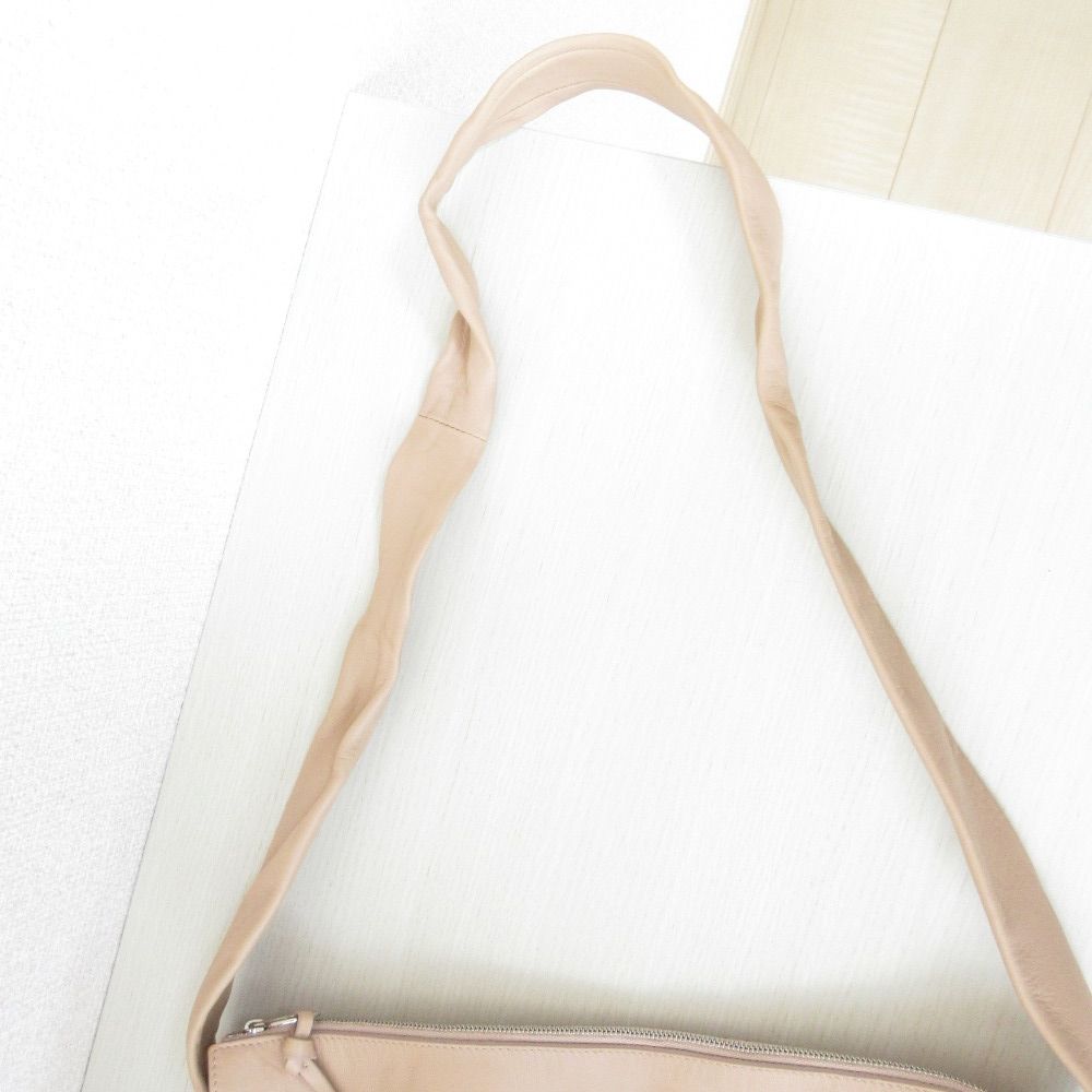 良品 CELINE セリーヌ レザー ショルダーバッグ ピンクベージュ  