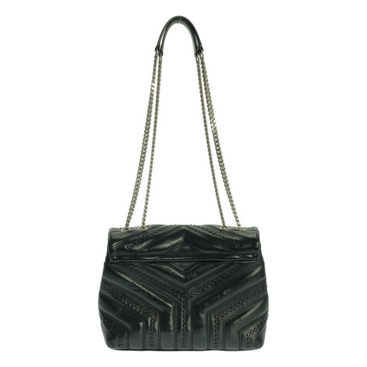 SAINT LAURENT PARIS サンローランパリ Loulou ルル スモール スタッズ チェーン ショルダー バッグ ブラック レディース