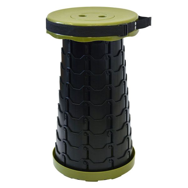 ユーカンパニー 折りたたみスツール カーキ 高さが調整できる伸縮式スツール！