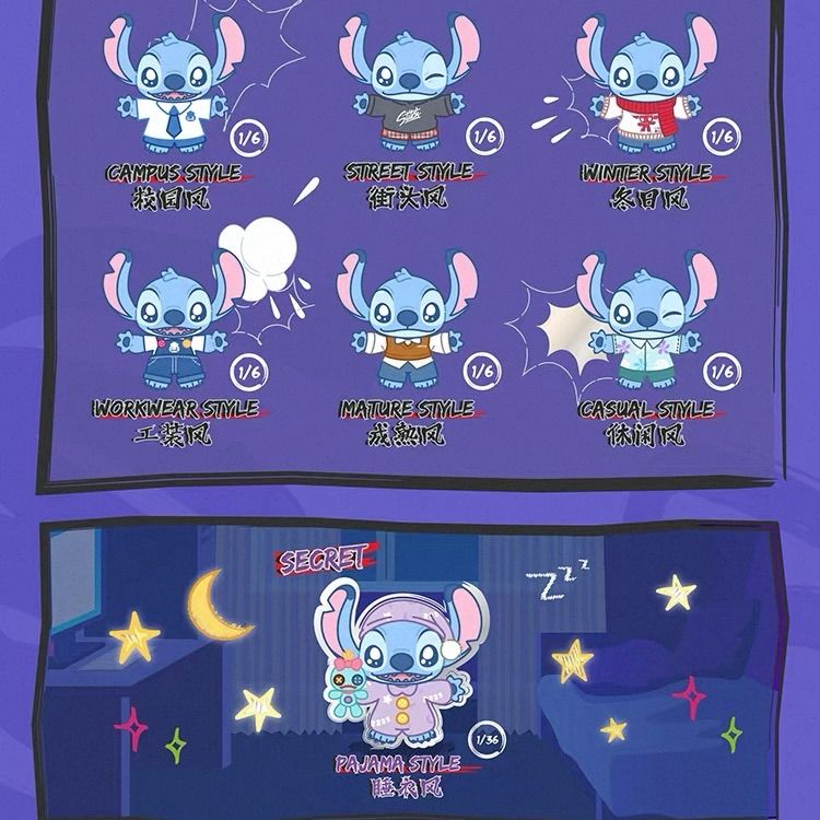 海外限定 6種セットBOX TOPTOY スティッチ BLINDBOX DRESS-UP
